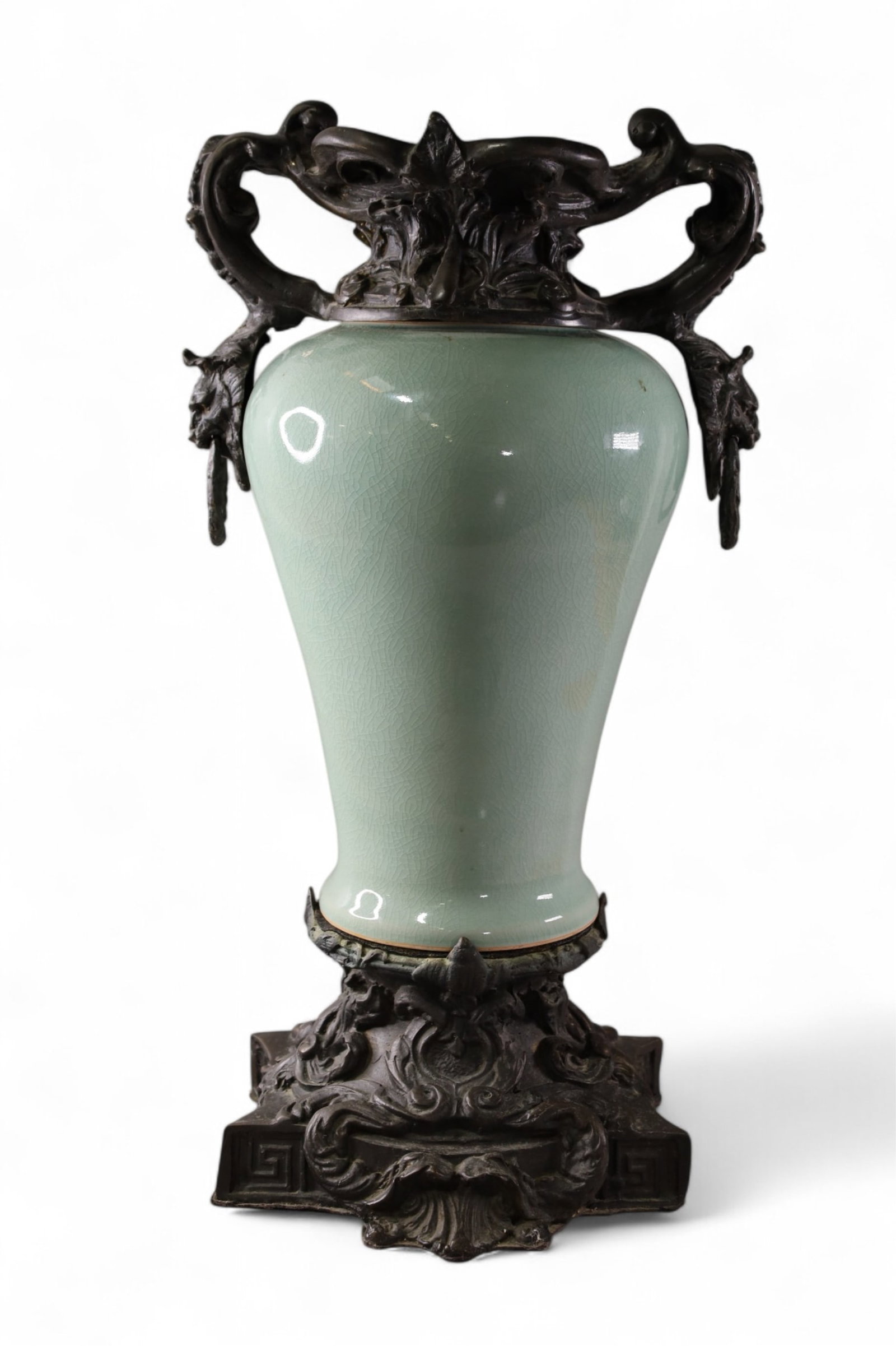 LARGE GLAZED VASE ON STAND (1 of 3)