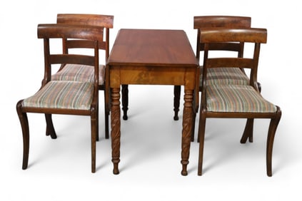 ANTIQUE DROP LEAF TABLE & 4 CHAIRS