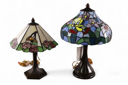 2 DALE TIFFANY LEADED GLASS LAMPS