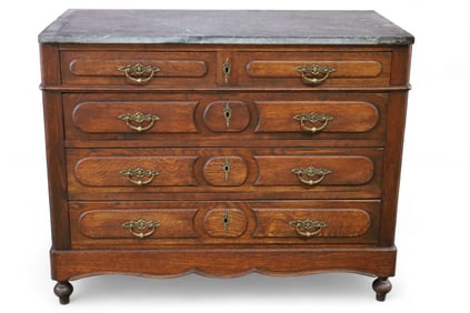 MARBLE TOP OAK CHEST