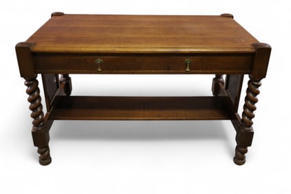 ARTS & CRAFTS OAK LIBRARY TABLE