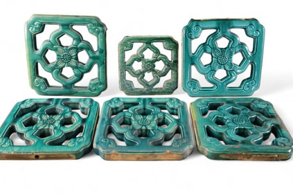 SET OF 6 POTTERY TILES
