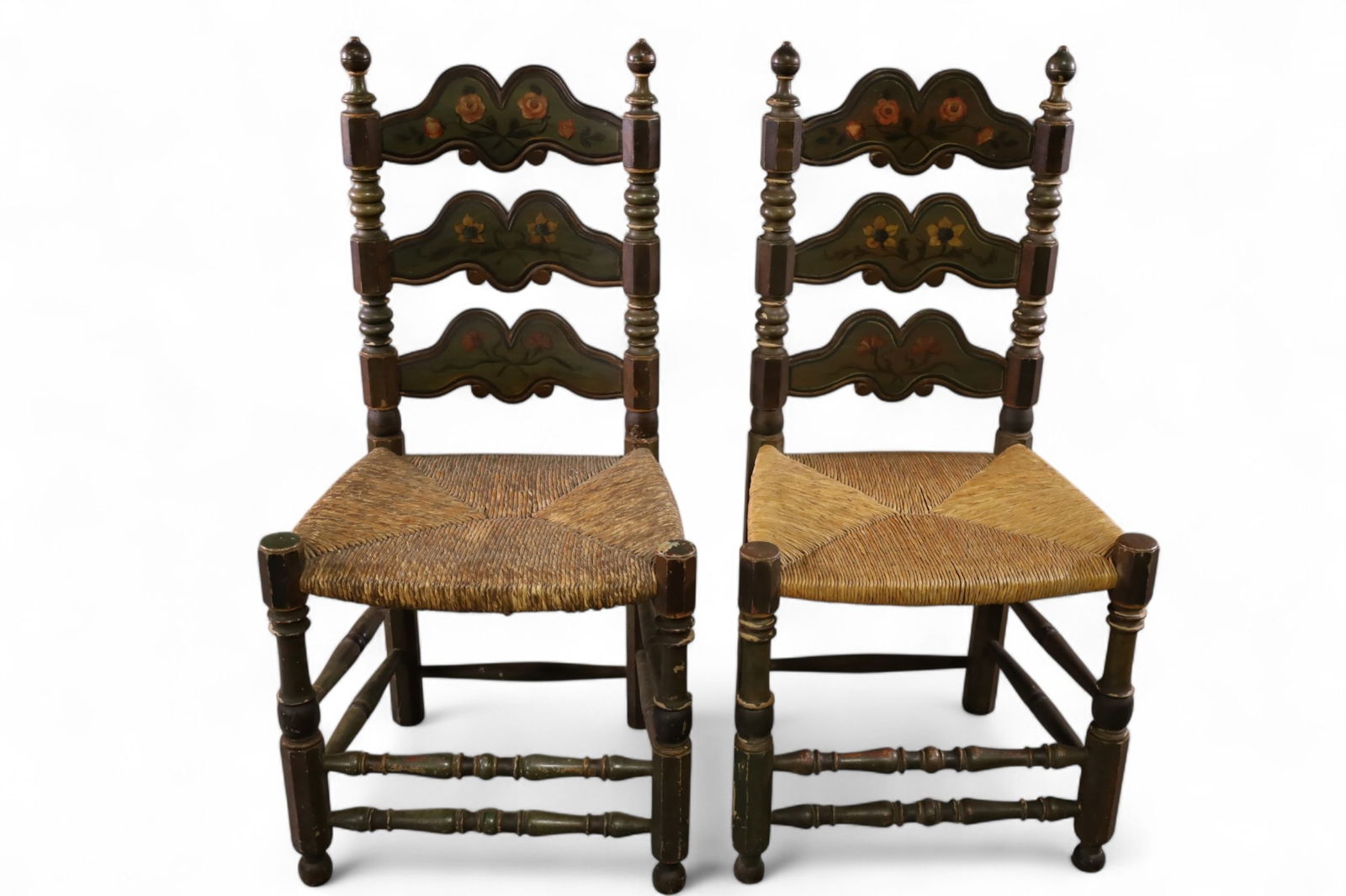 PAIR OF PAINTED LADDER BACK CHAIRS (1 of 3)