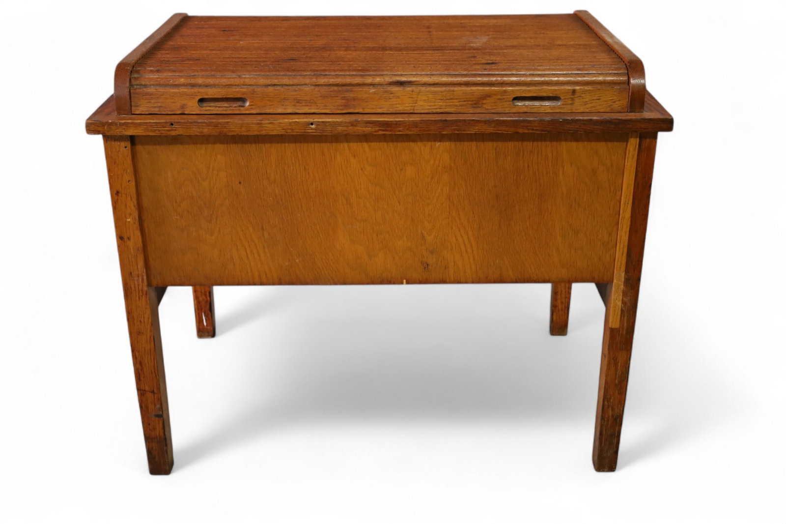 TAMBOUR OAK FILE CABINET: LARGE AMERICAN OAK TAMBOUR DOOR FILE CABINET, MISSING INTERIOR. WEAR TO FINISH. 41" W x 27" D x 34" H. THIS ITEM EXCEEDS SIZE LIMITATIONS FOR IN HOUSE SHIPPING, MUST BE PICKED UP IN HOUSE OR SHIPPED V