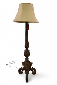 CARVED WOOD FLOOR LAMP