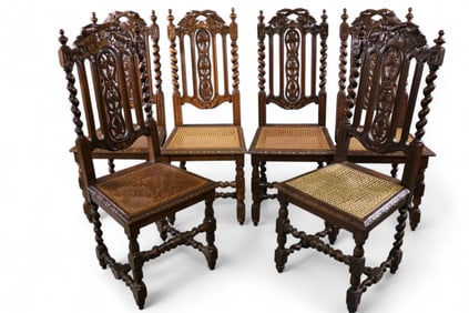 SET OF 6 CARVED DINING CHAIRS
