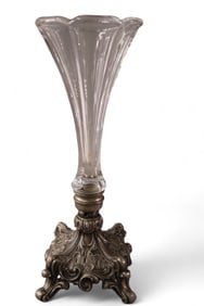 CRYSTAL VASE IN HOLDER