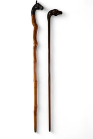 2 HORSE HEAD WALKING STICKS