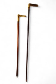 2 STAG HANDLED WALKING STICKS