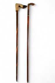 2 HOOF CARVED WALKING STICKS