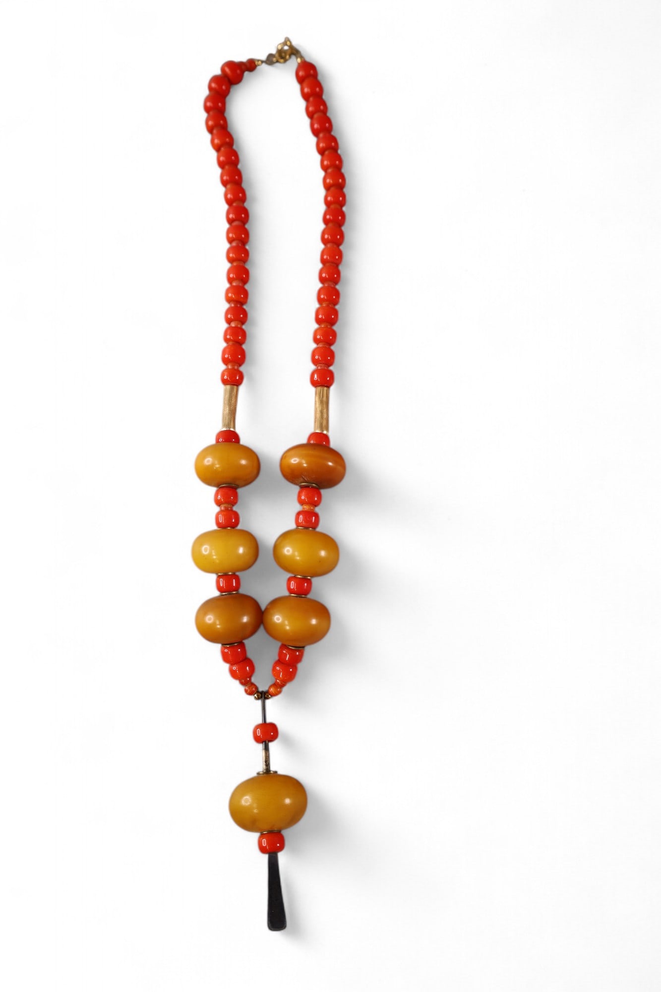 AMBER NECKLACE: 20 INCH AMBER BEADED NECKLACE,