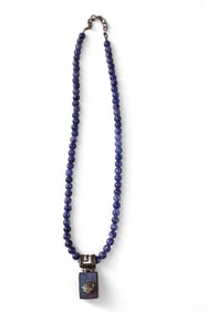 BLUE LAPIS BEADED NECKLACE