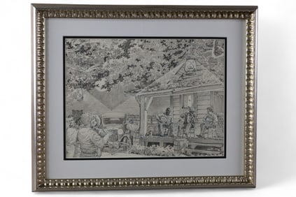 MUSICIANS PLAYING PENCIL SKETCH