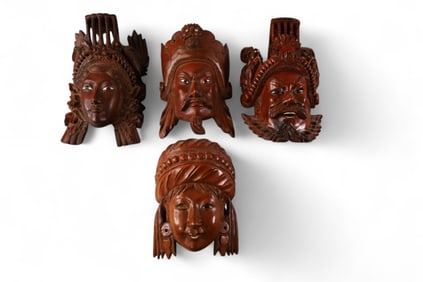 4 WOODEN MASKS