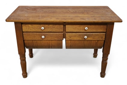 PRIMITIVE OAK POSSUM BELLY KITCHEN TABLE