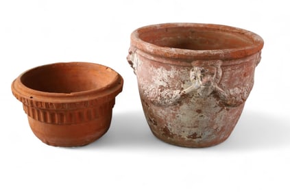 2 BAUER REDWARE PLANTERS