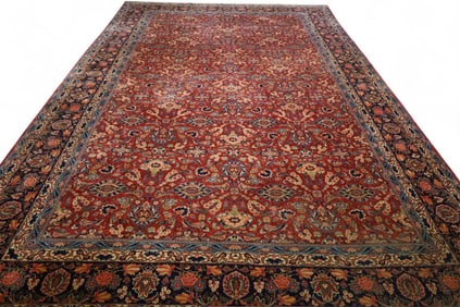APPROX 17' x 10' 6" HANDMADE WOOL RUG