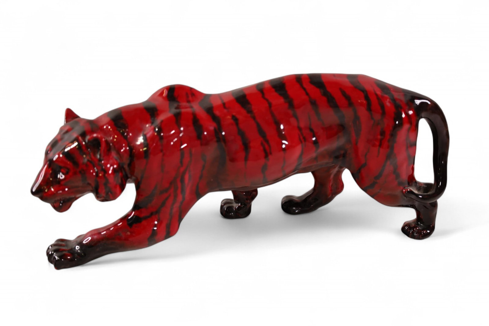 ROYAL DOULTON FLAMBE TIGER: FLAMBE TIGER, MARKED ROYAL DOULTON. 15" L