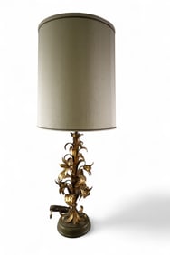 FLORAL GILT TABLE LAMP