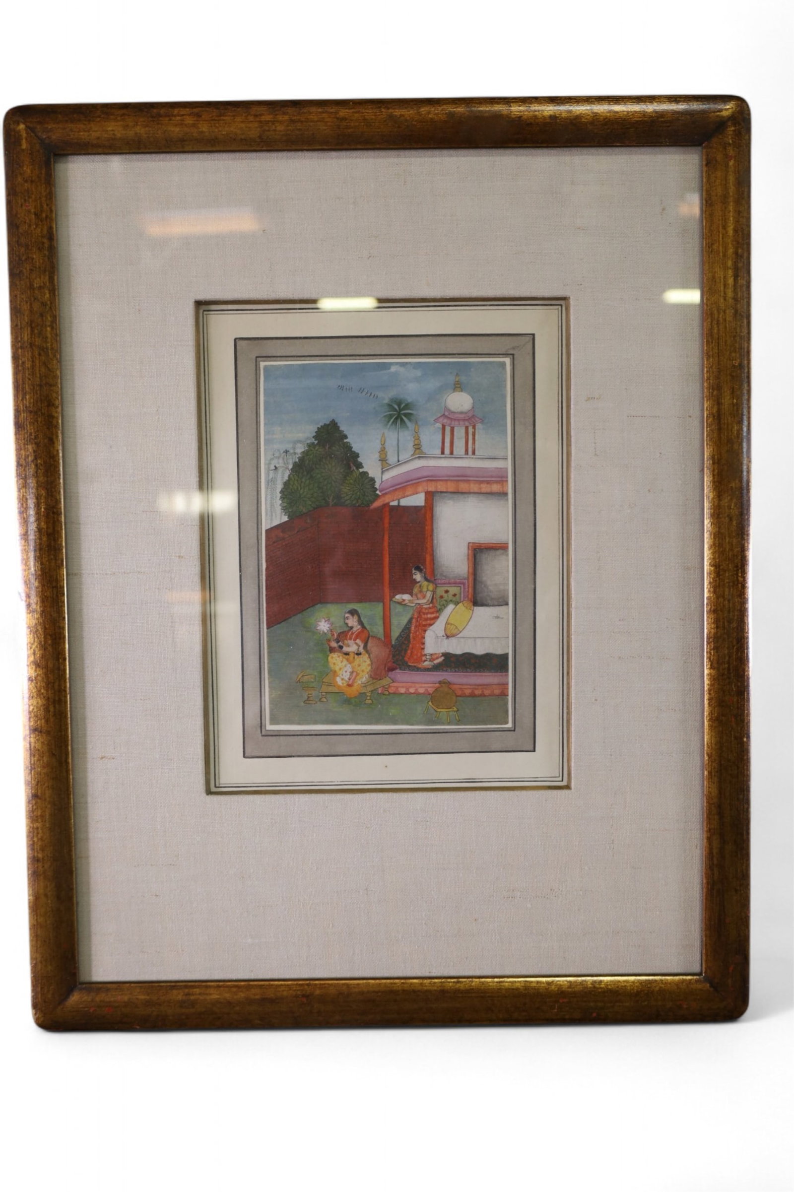 PERSIAN OIL PAINTING: OIL ON PAPER, PERSIAN MOTIF OIL PAINTING. 15 1/2" x 19 1/2"