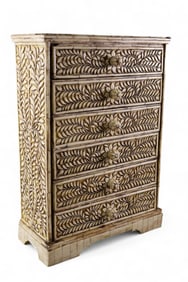 CARVED BONE TABLE TOP CHEST