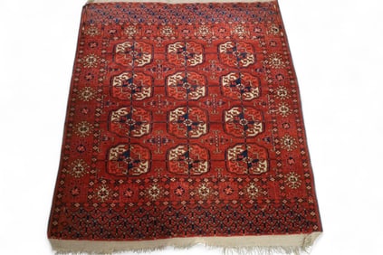 APPROX 3' x 3' 7" HANDMADE WOOL RUG