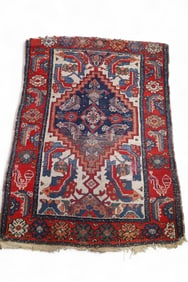 APPROX 3' 9" x 2' 10" HANDMADE WOOL RUG