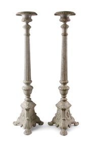 PAIR OF IRON ALTAR CANDLESTICKS