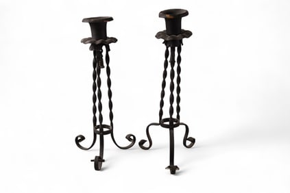 PAIR OF METAL CANDLESTICKS