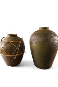 TWO POTTERY WINE JARS
