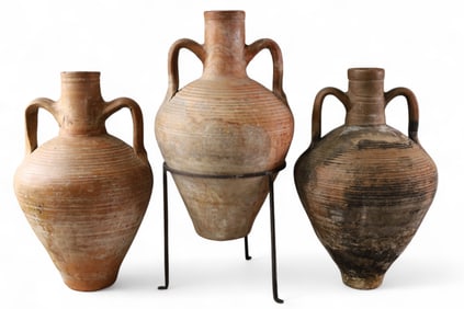 3 SPANISH CANTARO PITCHERS