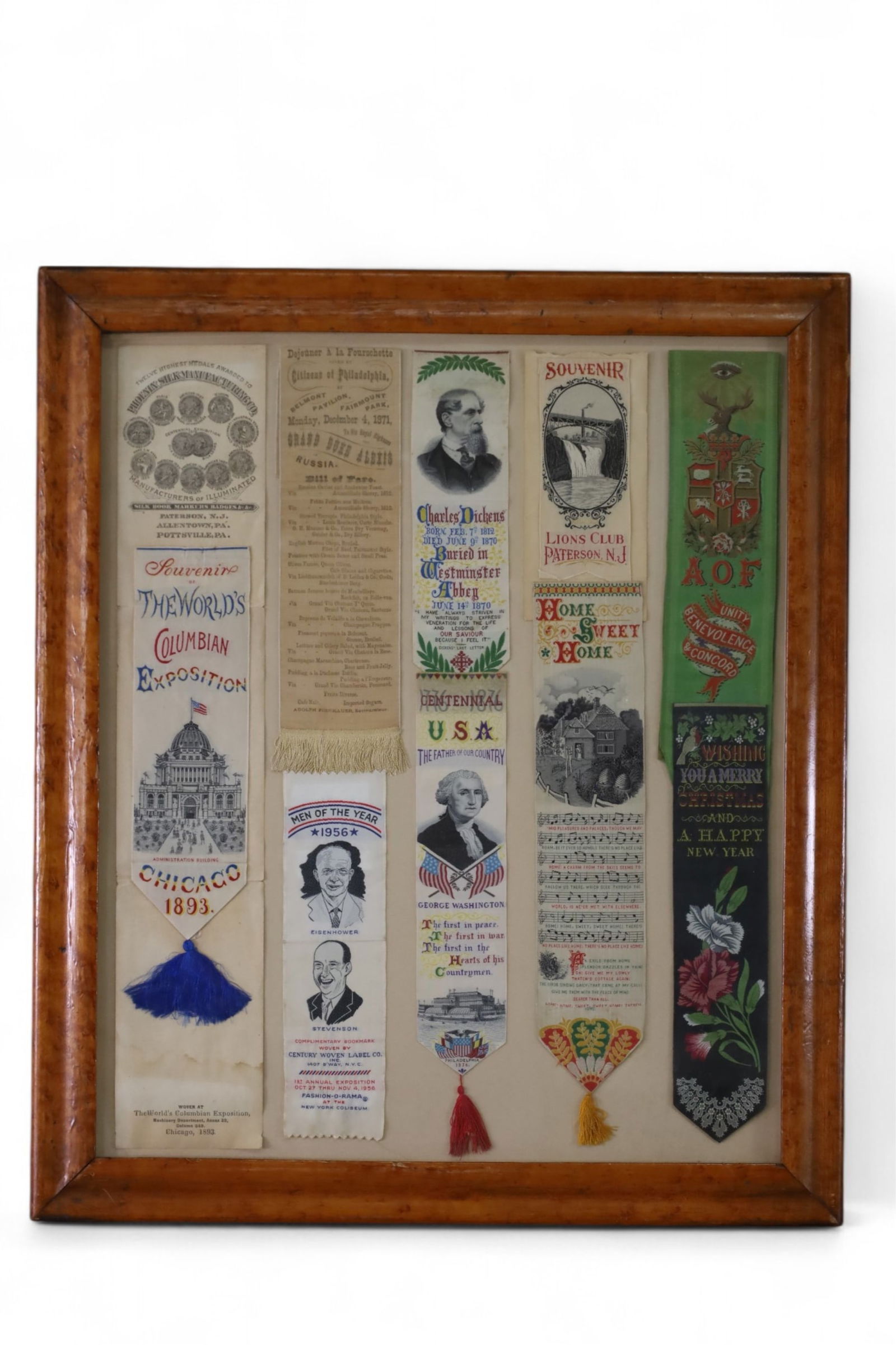 FRAMED SOUVENIR & POLITICAL RIBBONS (1 of 3)