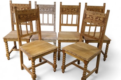 SET OF 6 PINE SIDE CHAIRS