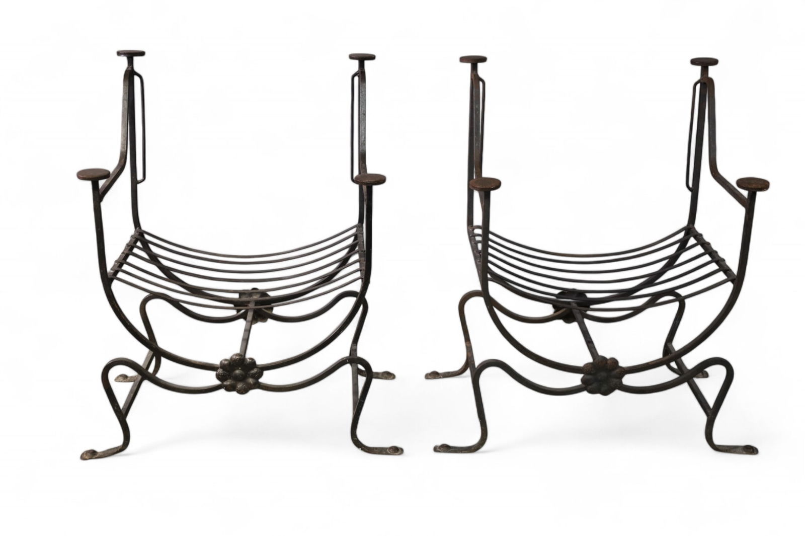 PAIR OF SAVONAROLA IRON CHAIRS (AS IS) (1 of 3)