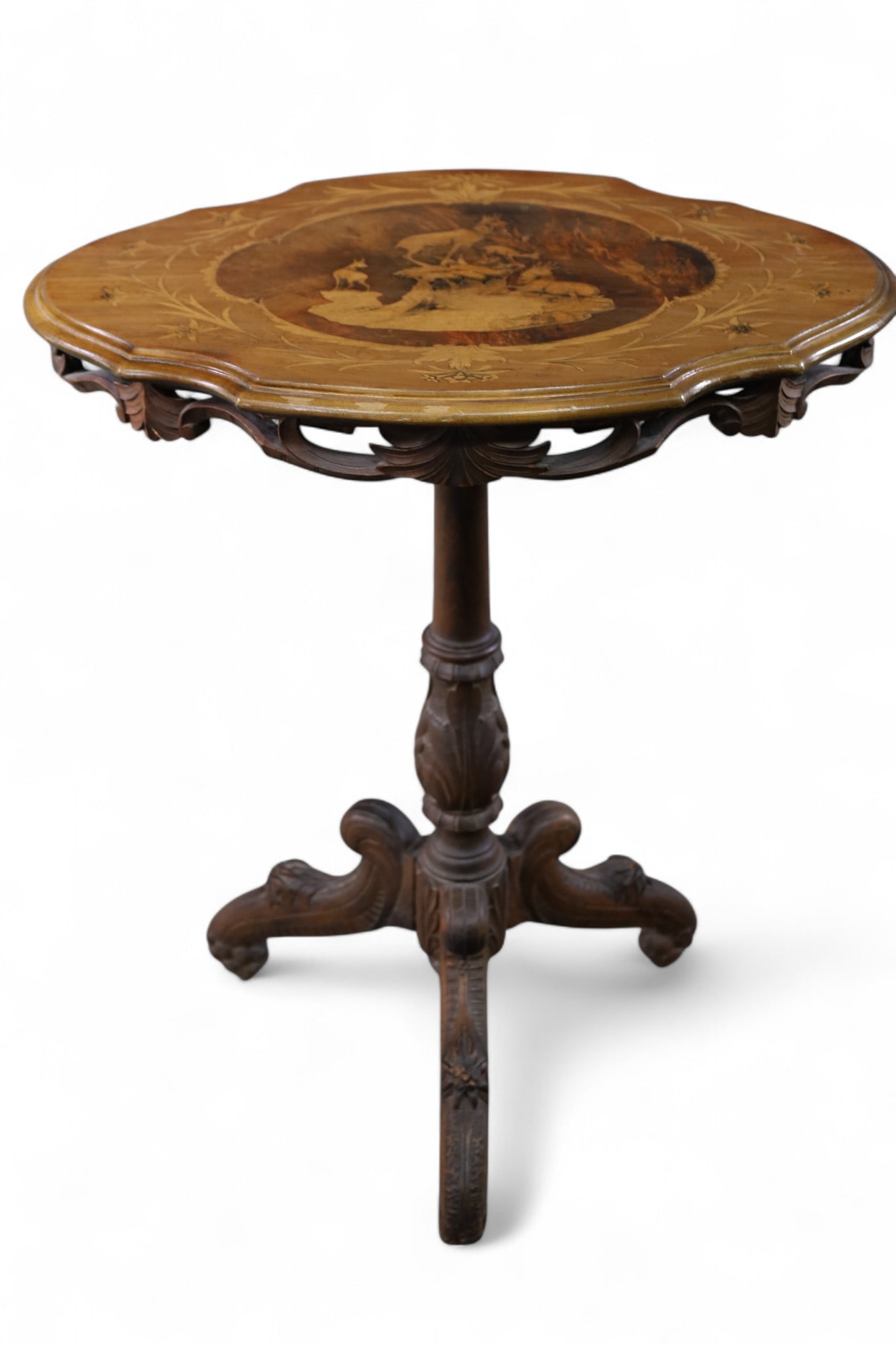 BLACK FOREST INLAID SIDE TABLE (1 of 3)
