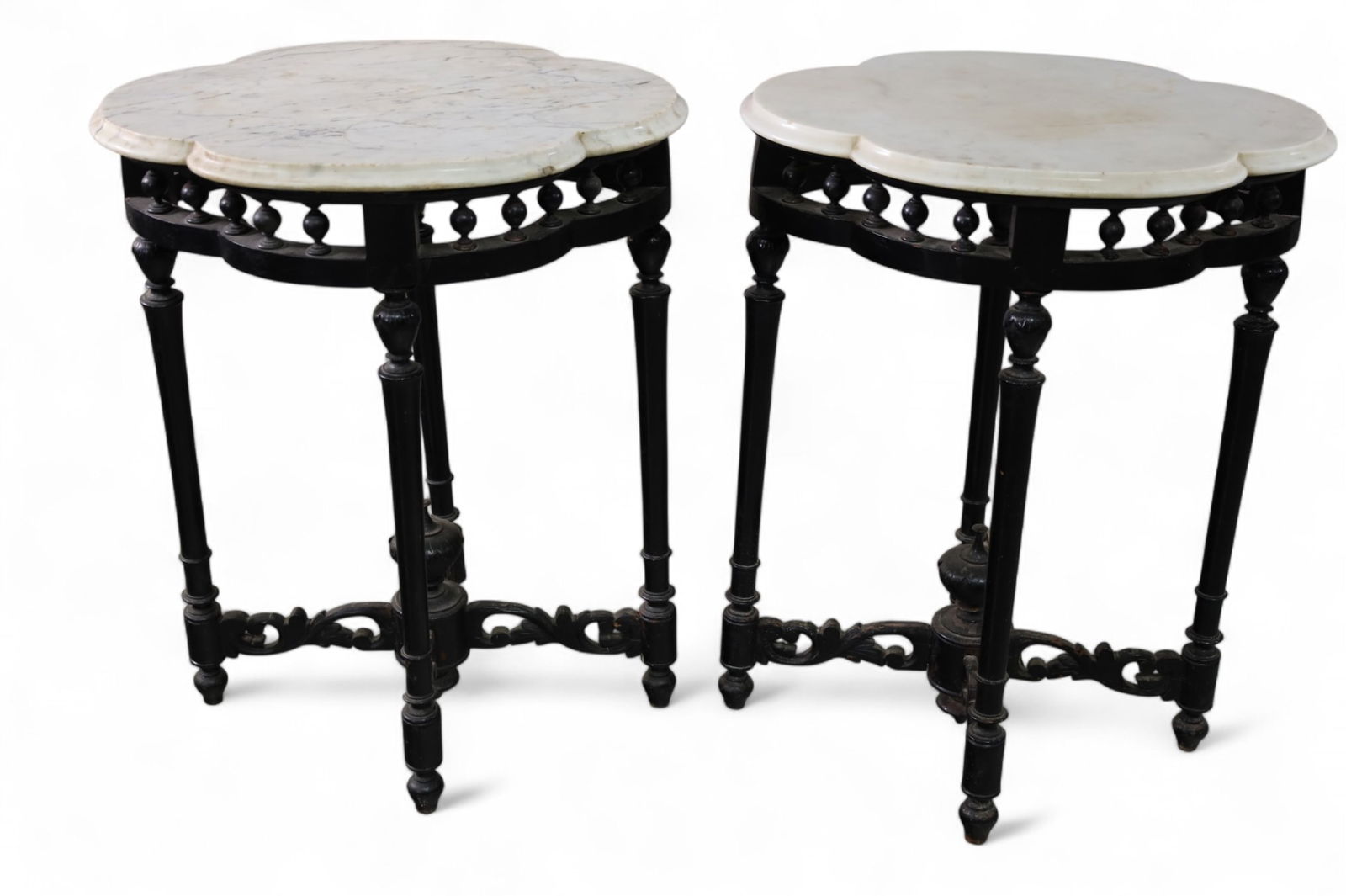 PAIR OF MARBLE TOP LAMP TABLES (1 of 4)