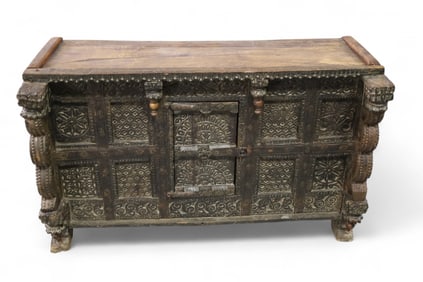 HIGHLY CARVED ANGLO-INDIAN CHEST