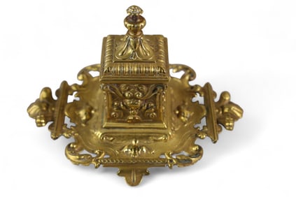 BRONZE FOOTED INKWELL