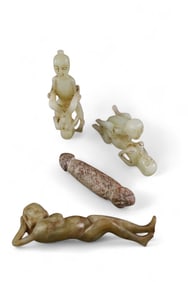 GROUPING OF EROTIC STONE FIGURES