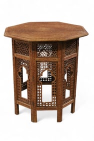 HIGHLY CARVED MOROCCAN SIDE TABLE