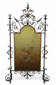 PAINTED IRON FIREPLACE SCREEN