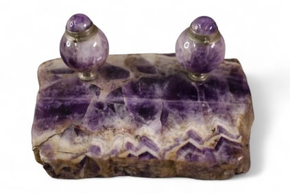 AMETHYST DOUBLE INKWELL