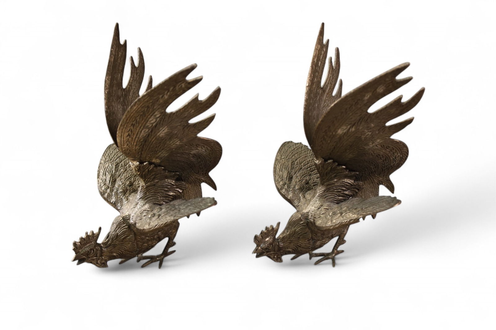 PAIR OF SILVERPLATE ROOSTERS (1 of 2)