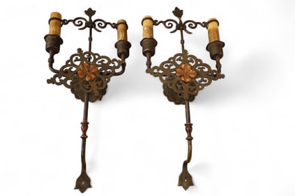 PAIR OF 1920'S SPANISH STYLE WALL SCONCES