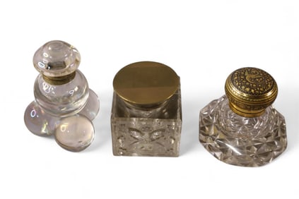 3 CRYSTAL INKWELLS