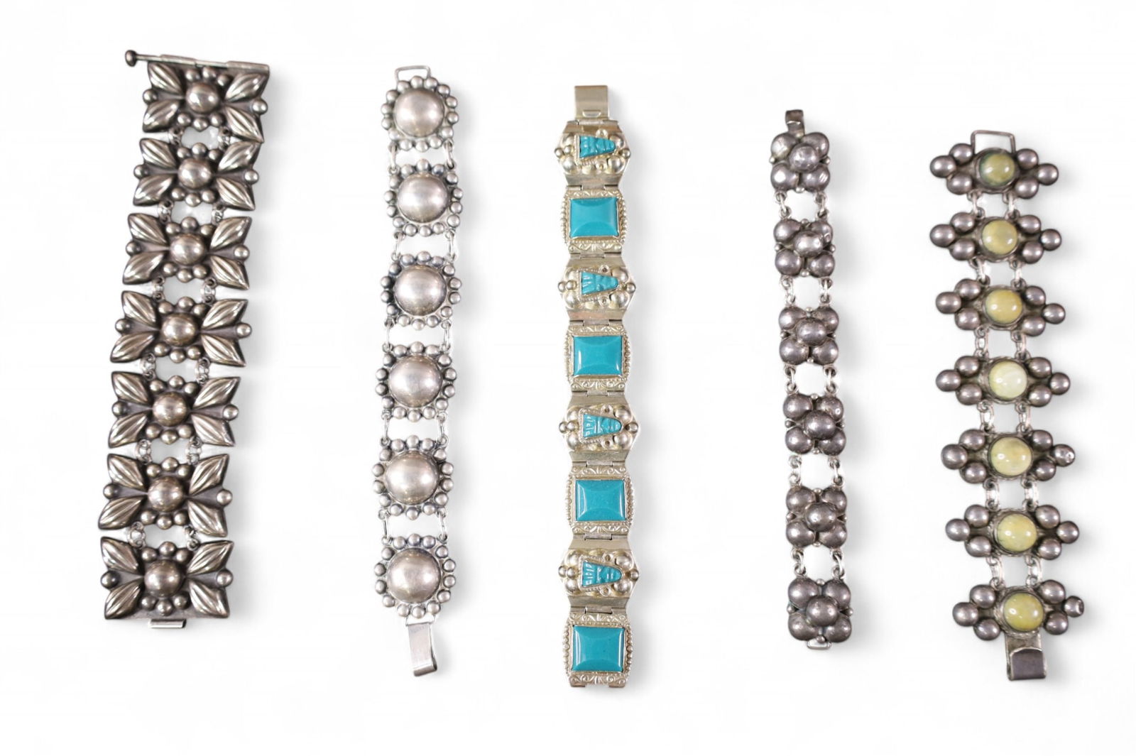 5 MEXICAN STERLING BRACELETS (1 of 5)