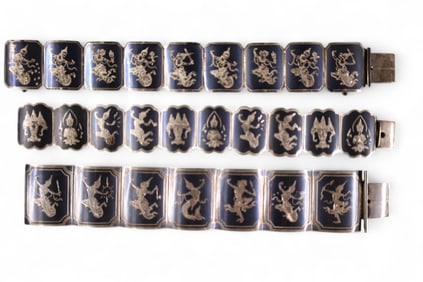3 SIAM SILVER BRACELETS
