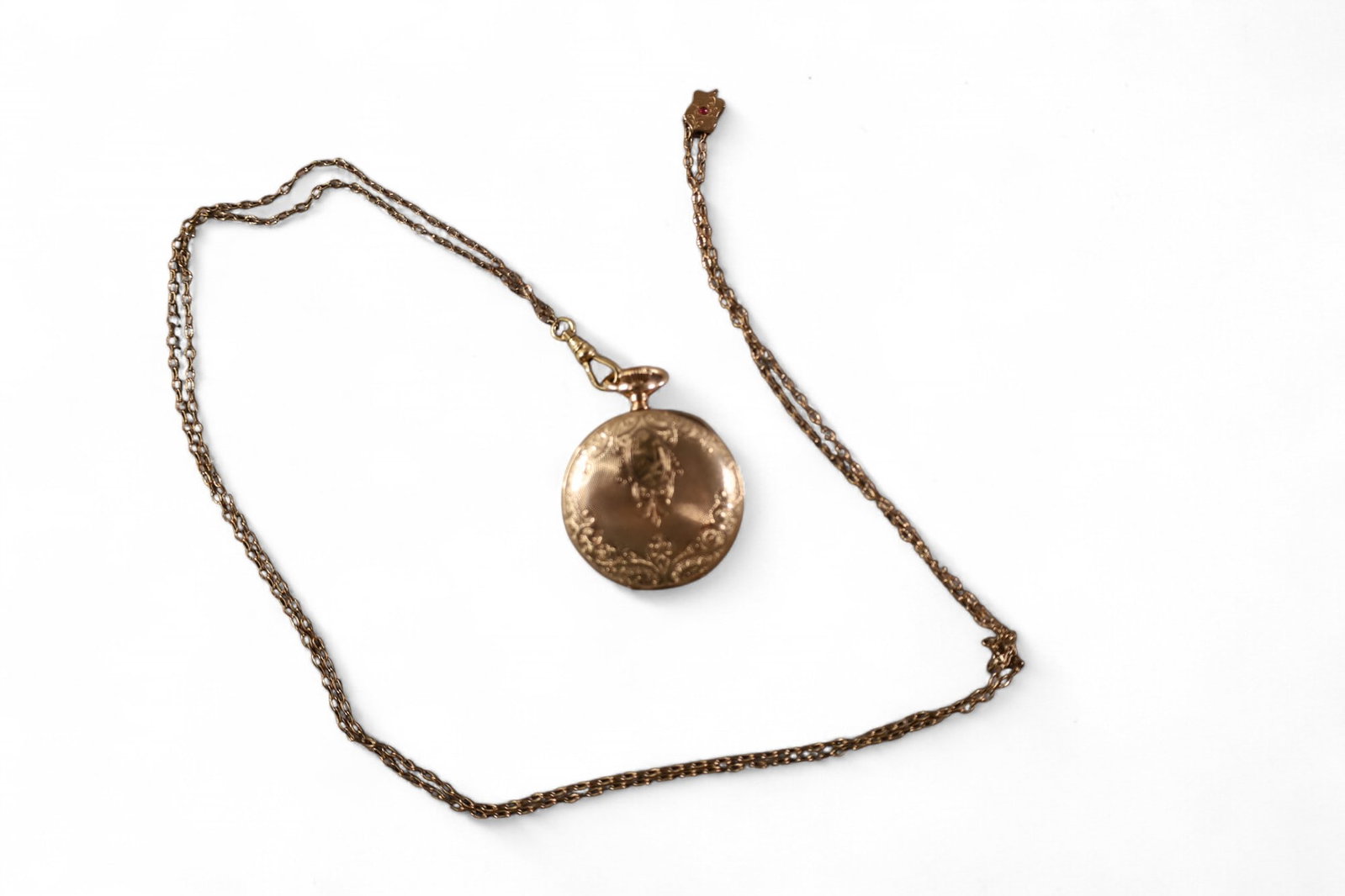 14k GOLD POCKET WATCH: MARKED 14k GOLD POCKET WATCH, WALTHAM, WITH VICTORIAN SLIDE FOB. ALL WATCHES ARE SOLD AS IS, UNSERVICED. WE DO NOT GUARANTEE WORKING ORDER.