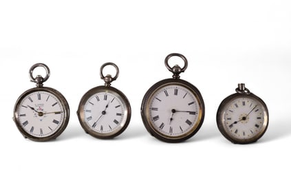 4 SILVER POCKET WATCHES