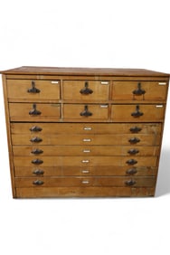 LARGE ANTIQUE PINE FILE CABINET
